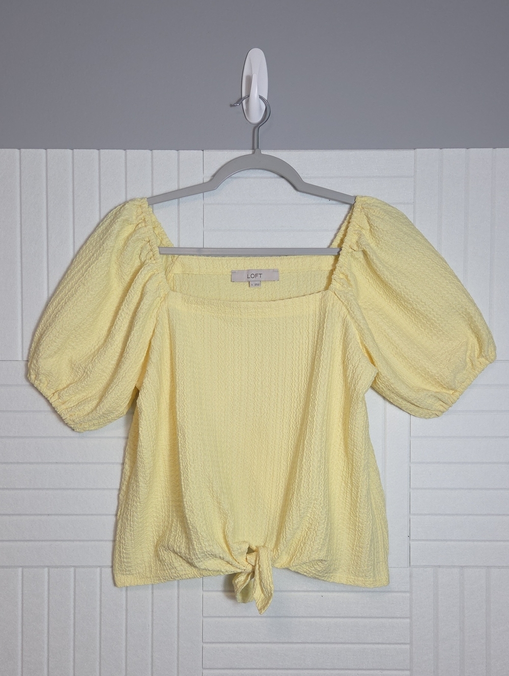 LOFT Yellow Peasant Tie Bottom Top Size S